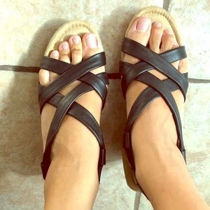 White Mountain wedge heel sandals